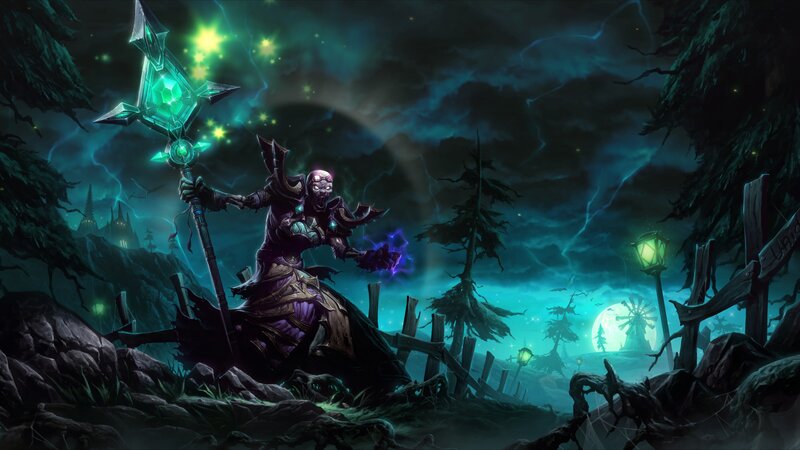 Skeletal Mage with Staff — Green