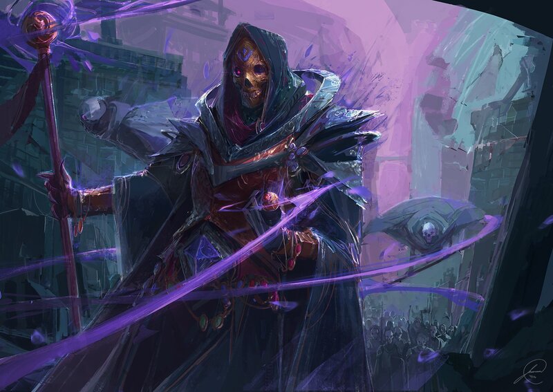 Skeletal Mage with Staff — Purple, Dark