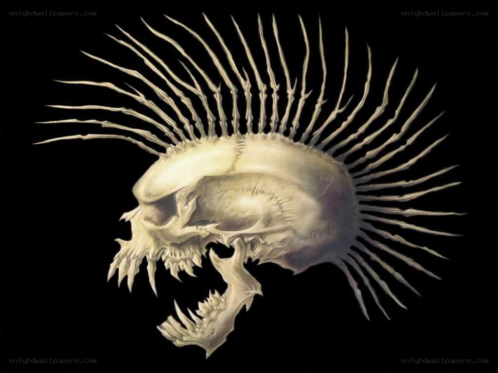 skeletal mohawk skull