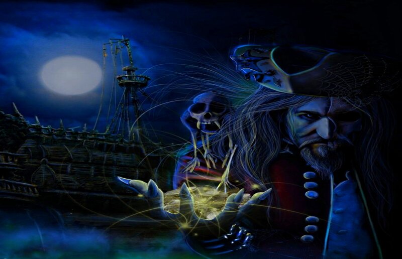 Skeletal Pirate Captain — Blue, Dark