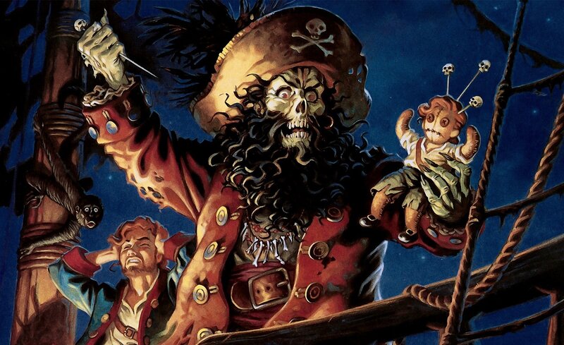 Skeletal Pirate Captain — Blue, Dramatic, Night, Illustration
