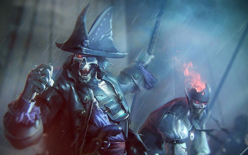 Skeletal Pirate Captain — Blue