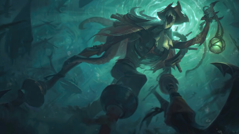Skeletal Pirate Figure — Teal, Dramatic