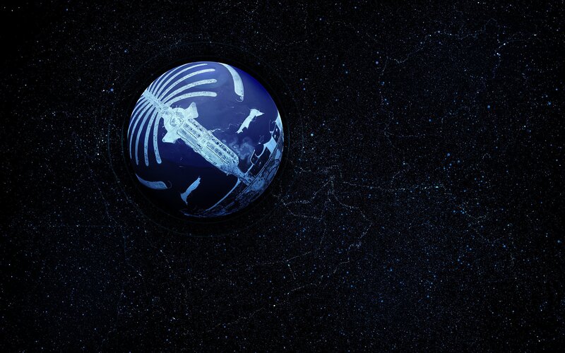 Skeletal Planet in Space — Blue
