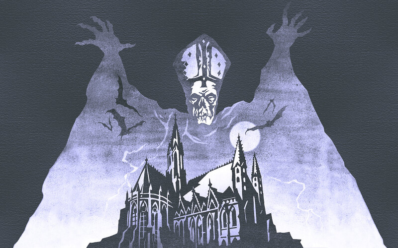 Skeletal Pope Figure — Purple