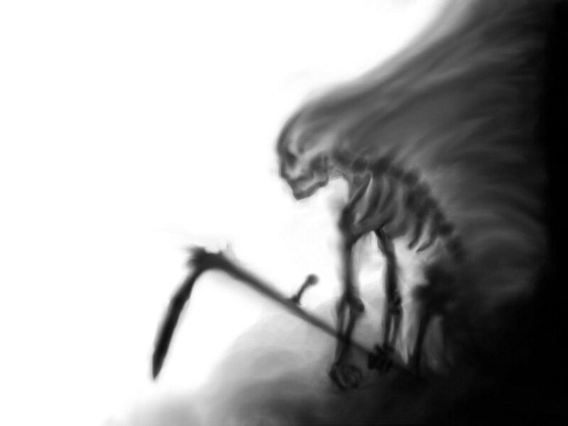 skeletal reaper figure