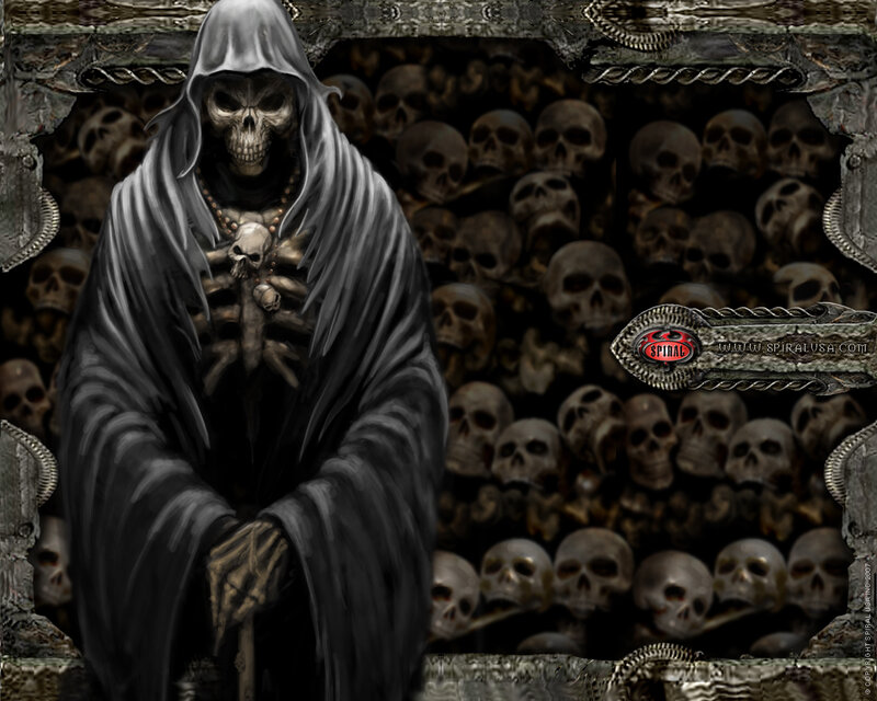 Skeletal Reaper Figure — Black, Dark, Digital Art, Skulls