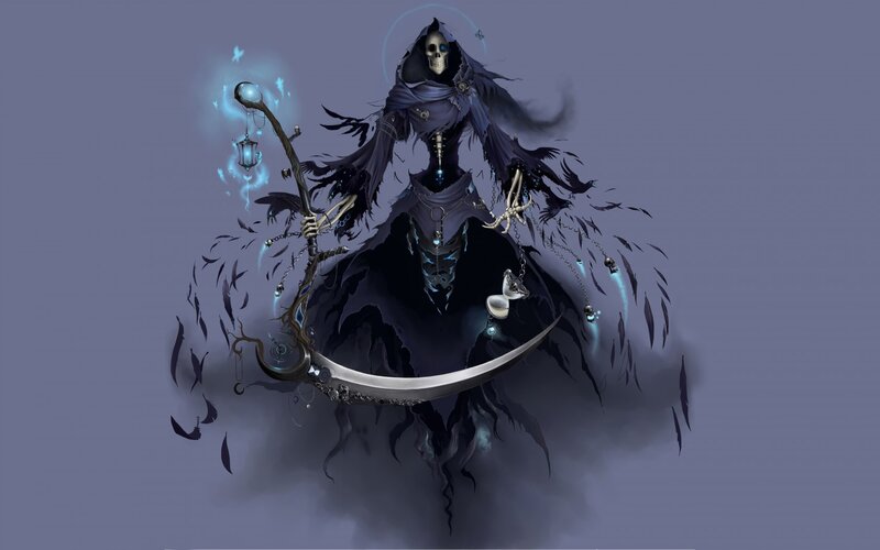 Skeletal Reaper Figure — Purple, Dark