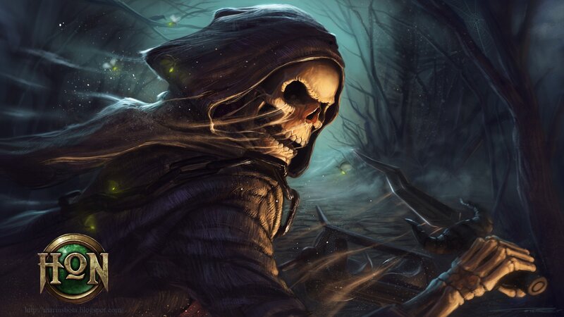 skeletal reaper in dark forest
