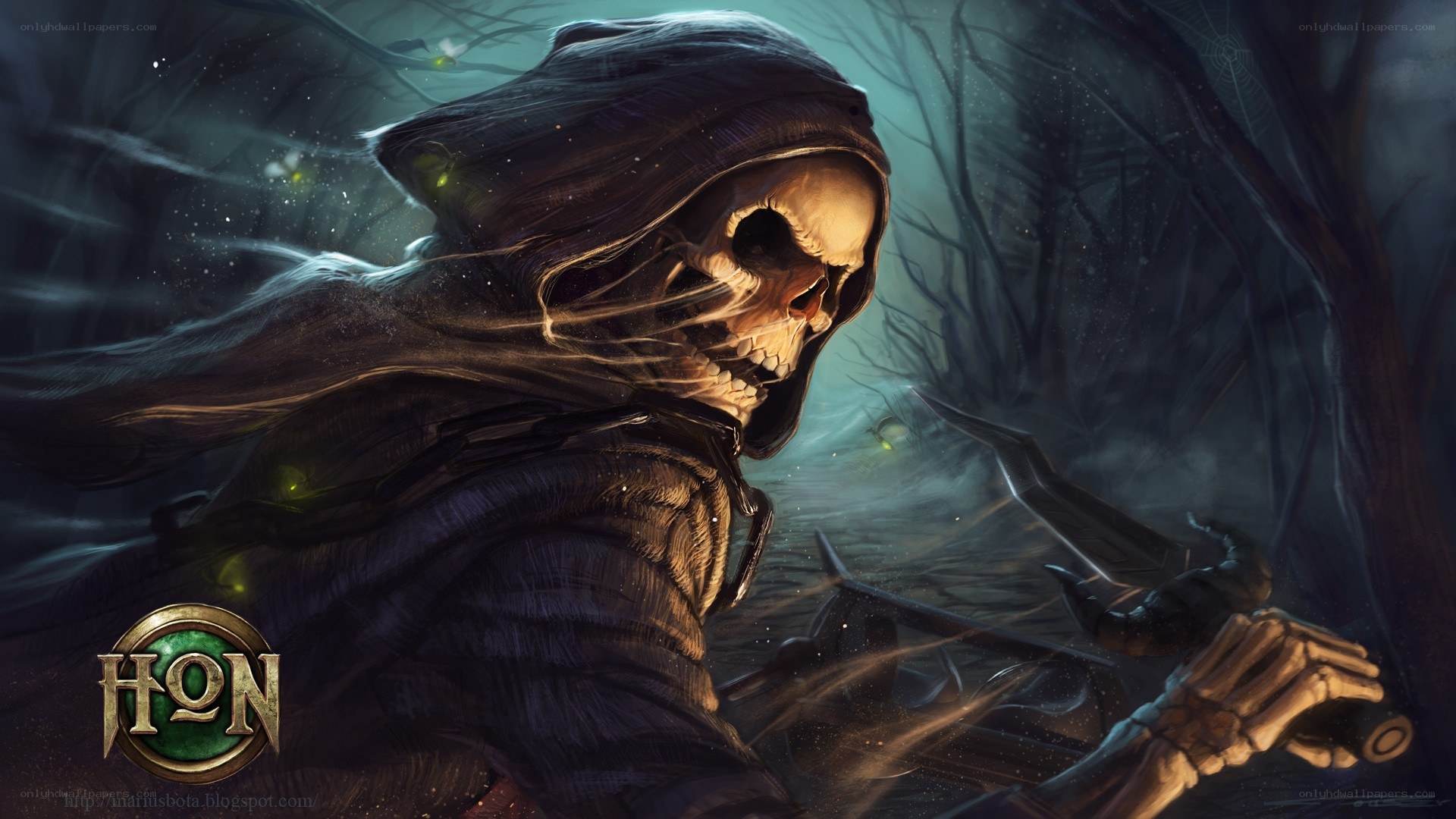 skeletal reaper in dark forest