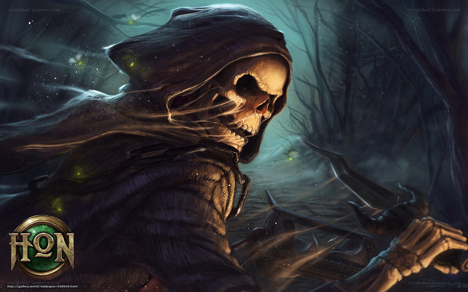 skeletal reaper in dark forest