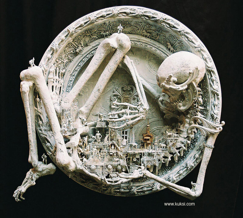 Skeletal Sculpture — White, Macabre, 3d Render, Skull, Bones