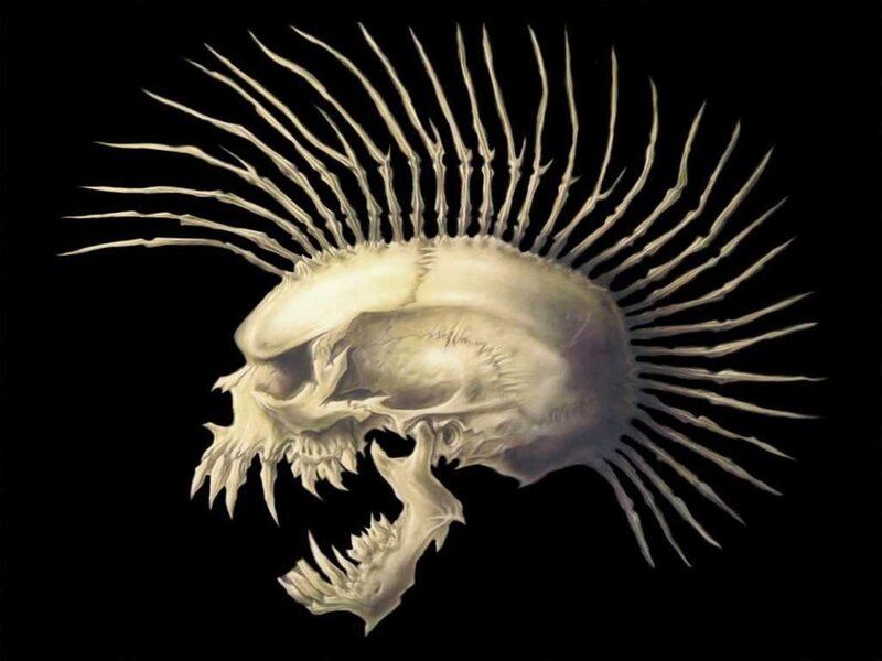 Skeletal Skull with Mohawk