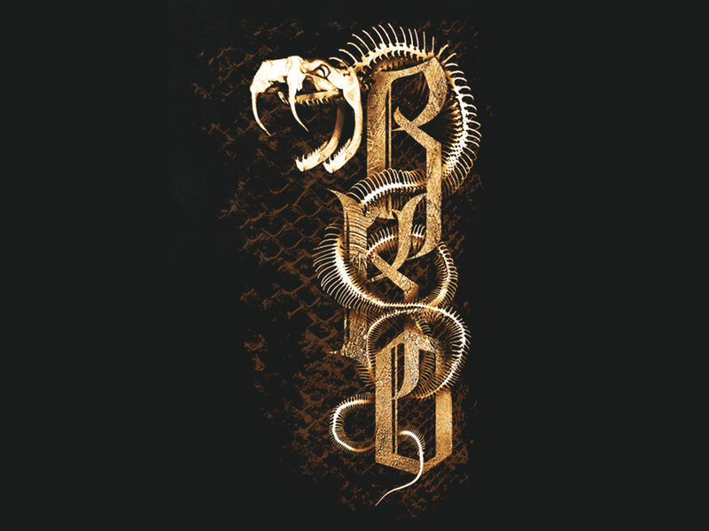 Skeletal Snake Coiled Around Letters
