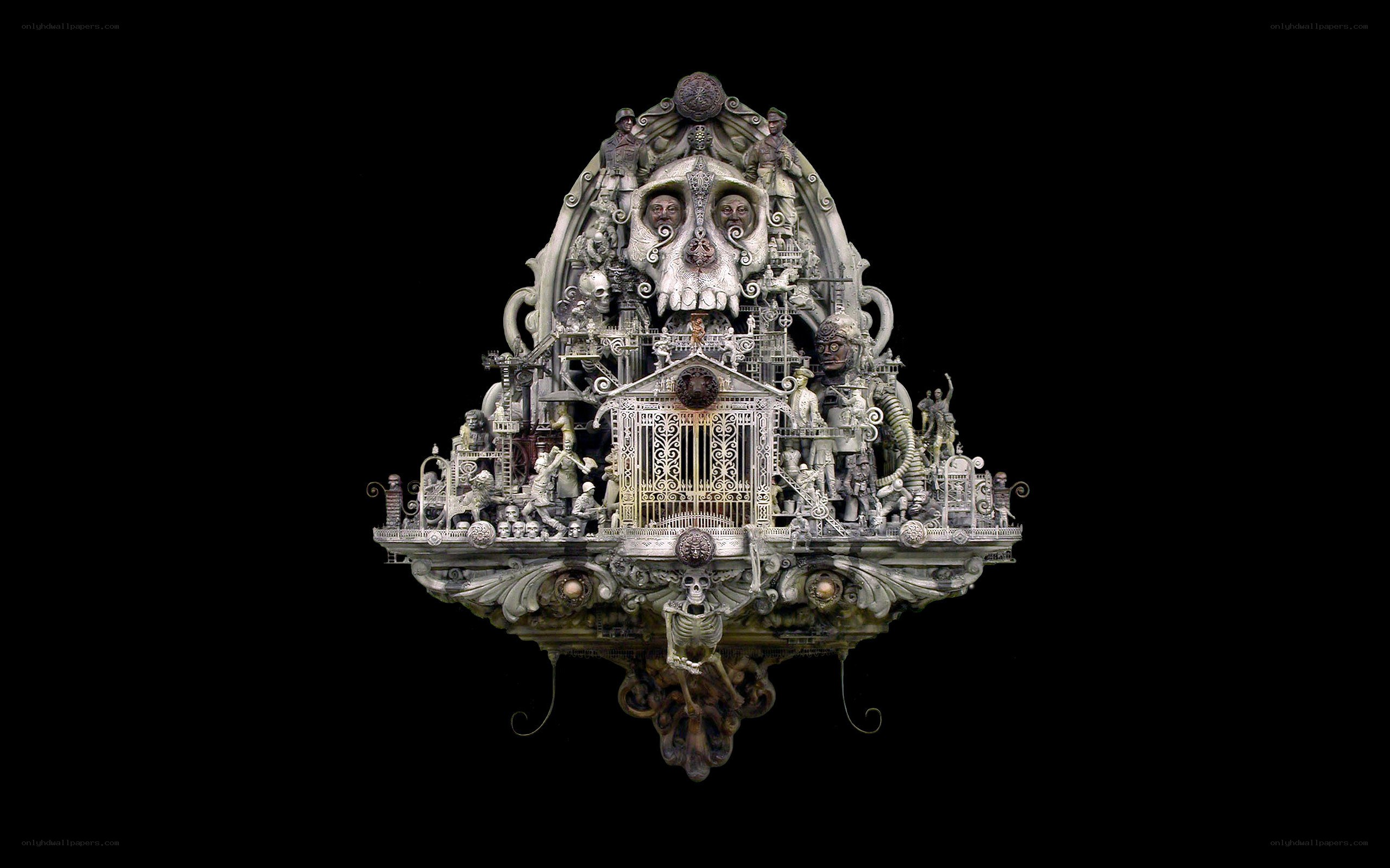 Skeletal steampunk sculpture