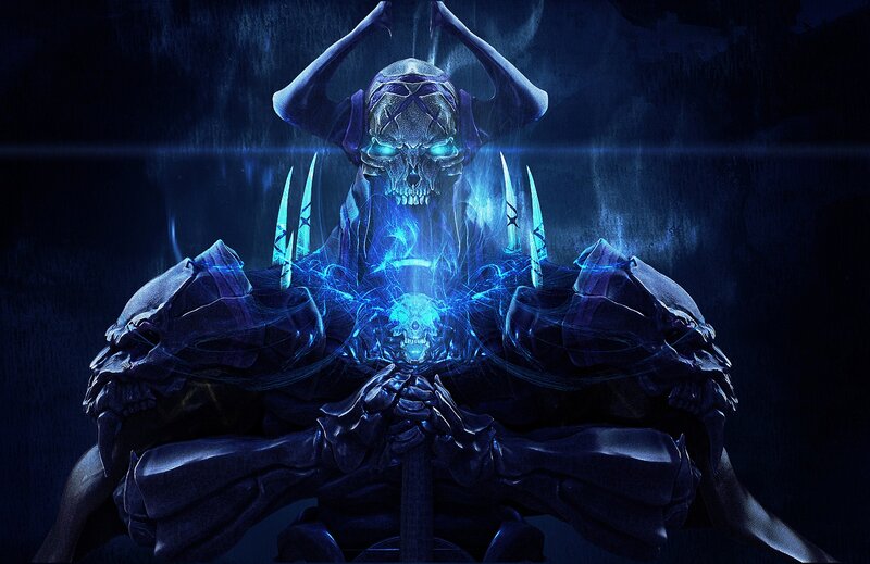 Skeletal Warrior Figure — Blue, Dark