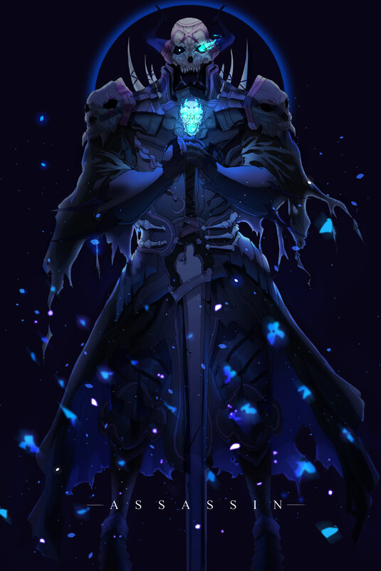 Skeletal Warrior Figure — Blue, Dramatic