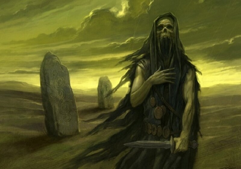 skeletal warrior in a desolate landscape