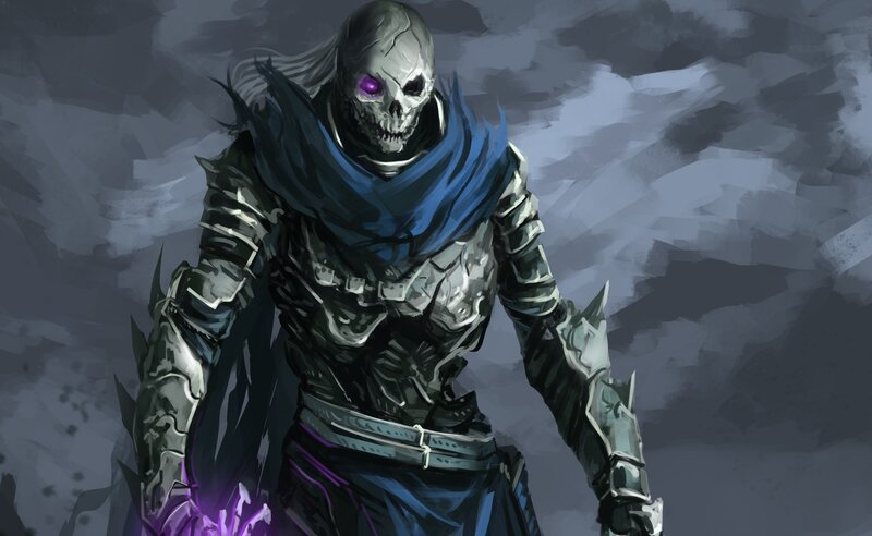 Skeletal Warrior in Armor — Gray, Dark, Digital Art