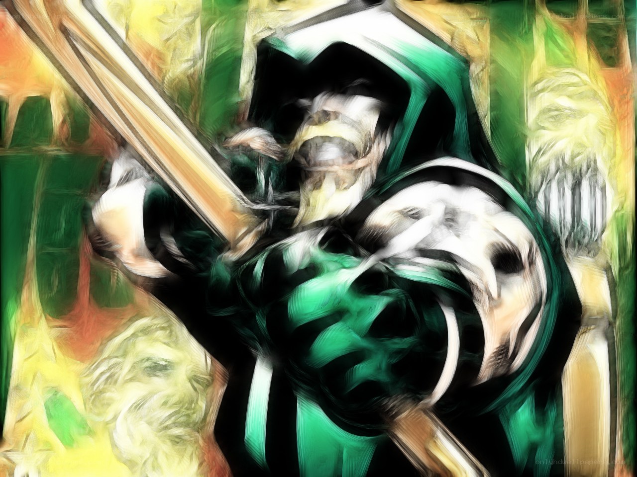 skeletal warrior in green cloak