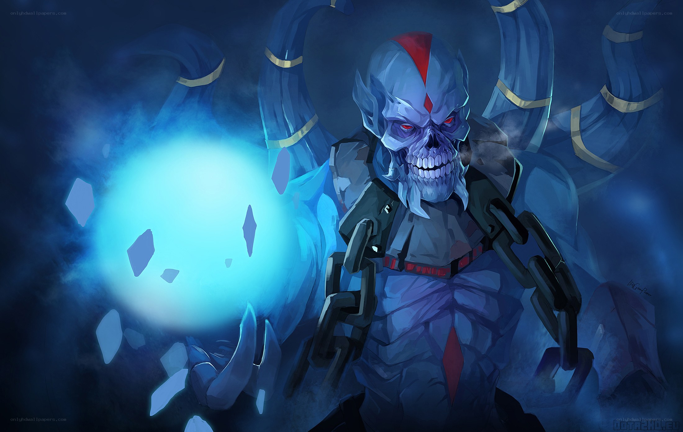 skeletal warrior with energy ball