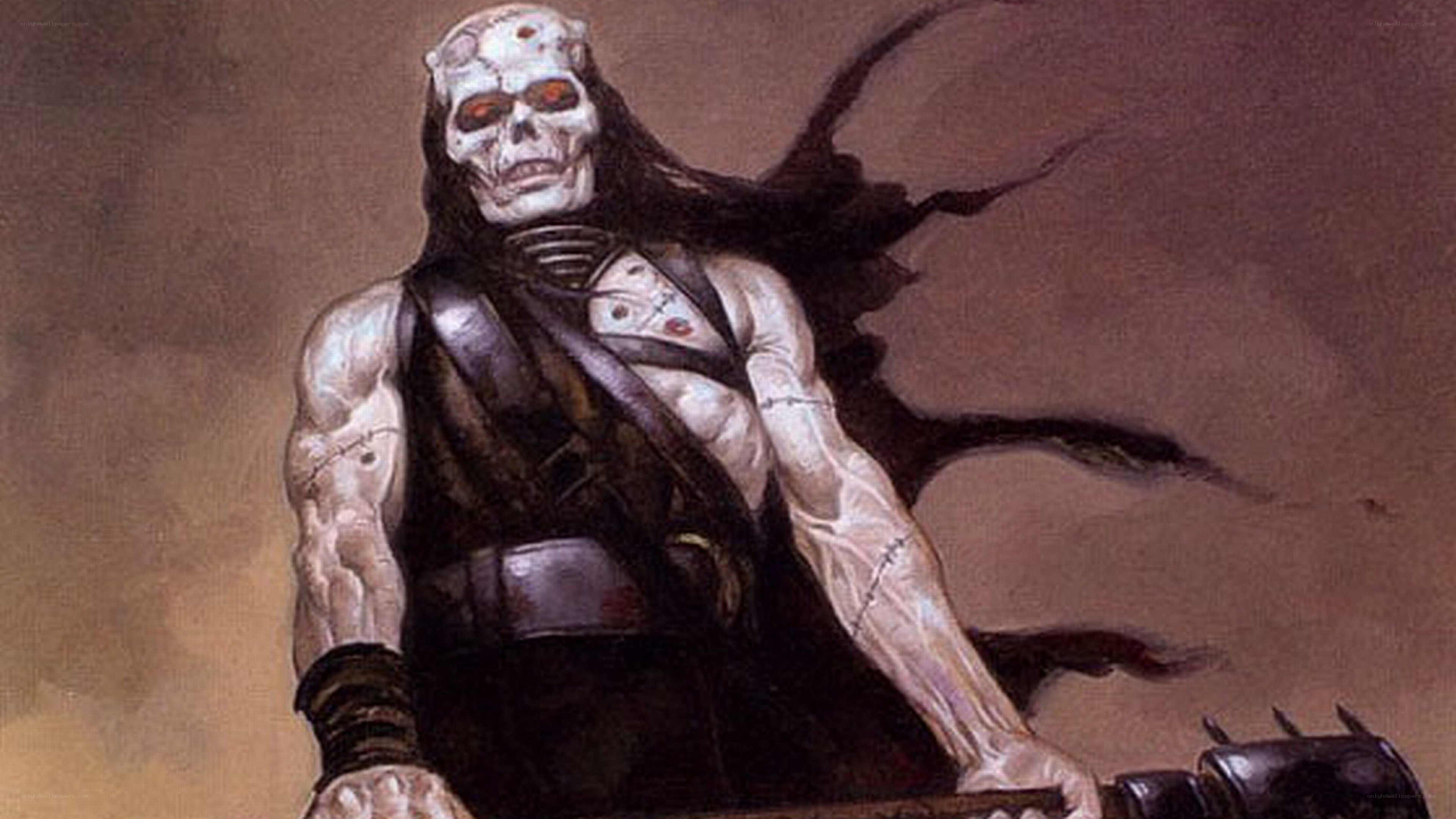 skeletal warrior with glowing eyes
