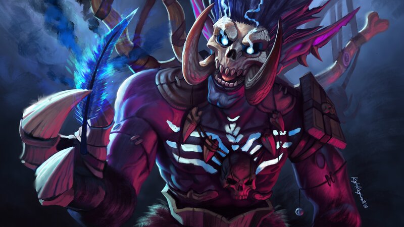 Skeletal Warrior with Horns — Purple