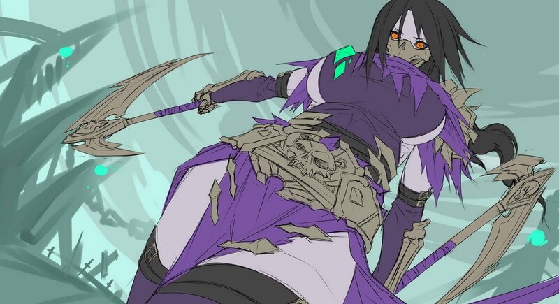 skeletal warrior with scythe