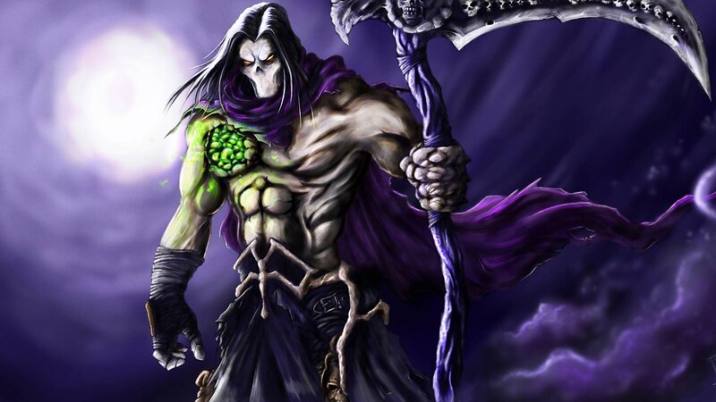Skeletal Warrior with Scythe — Purple, Dramatic, Night, Digital Art