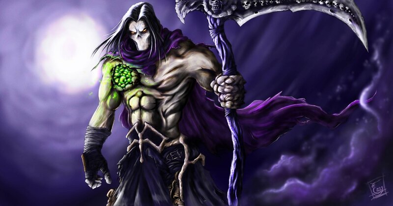 Skeletal Warrior with Scythe — Purple, Dramatic, Night