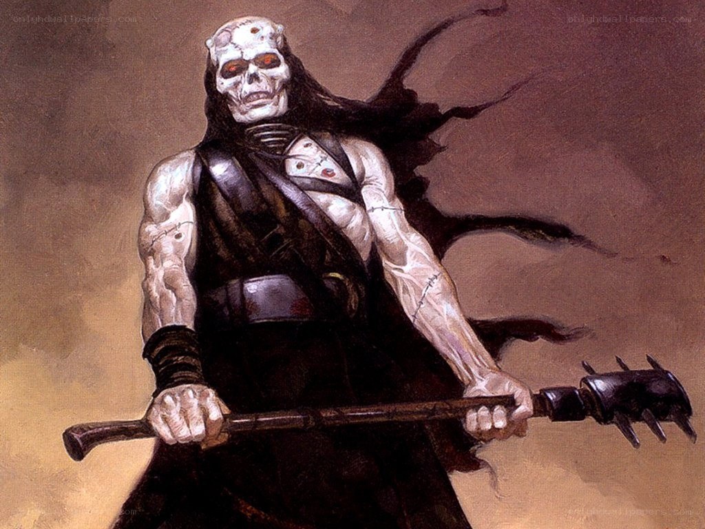 skeletal warrior with spiked mace