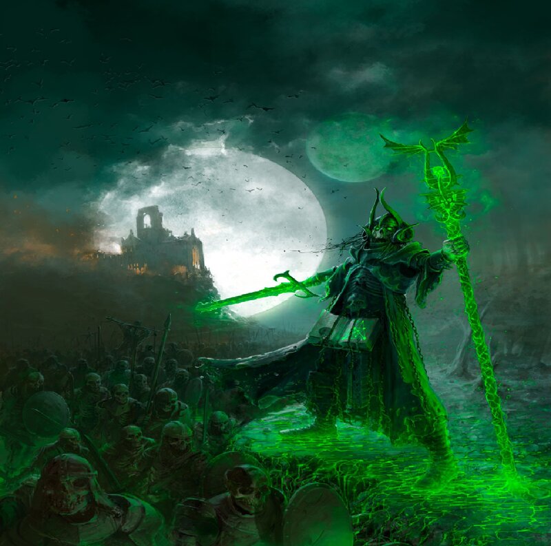 Skeletal Warrior with Staff — Green