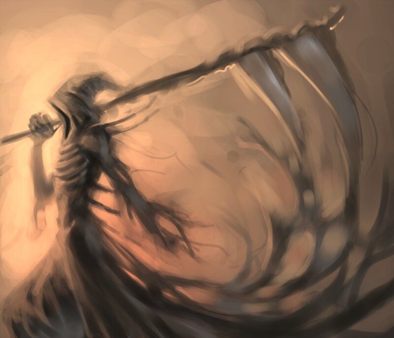 skeletal warrior with staff