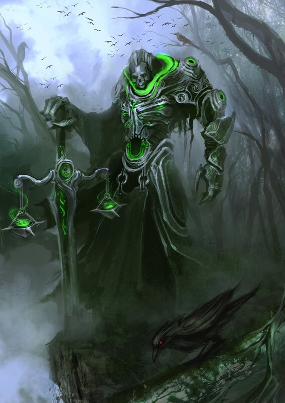 Skeletal Warrior with Sword — Green, Dark