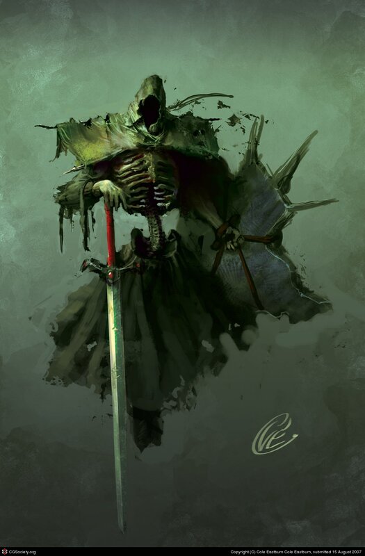 Skeletal Warrior with Sword — Green