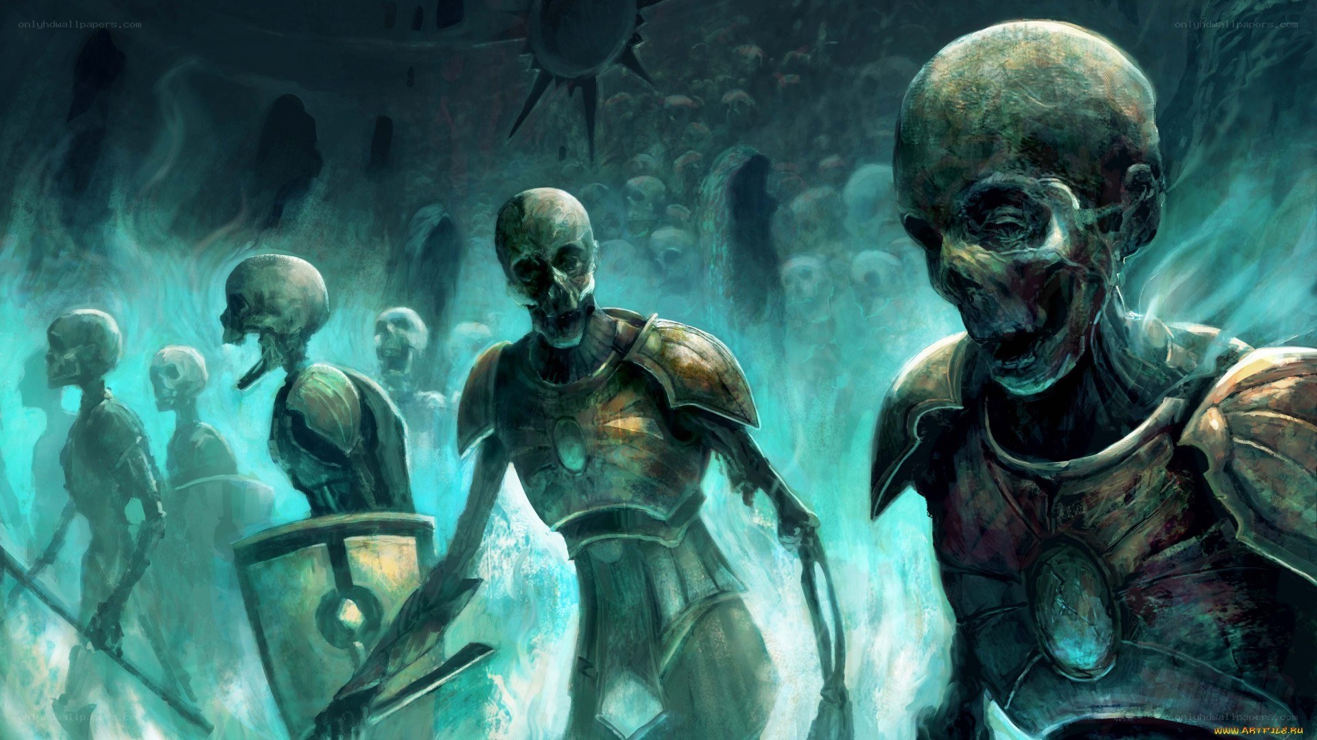 skeletal warriors in armor