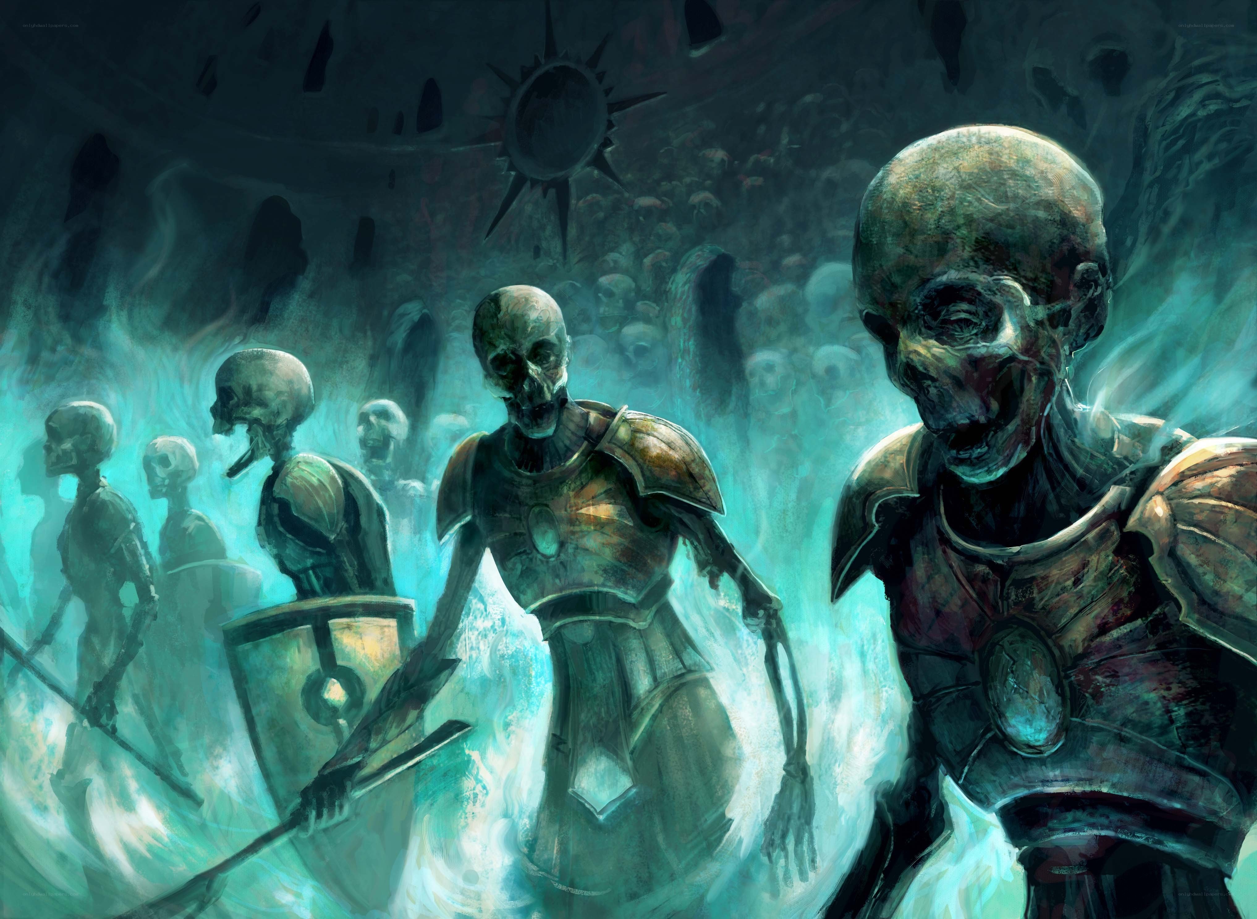 skeletal warriors in battle