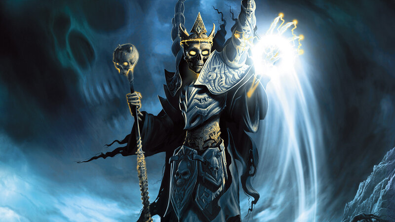 Skeletal Wizard with Staff — Blue
