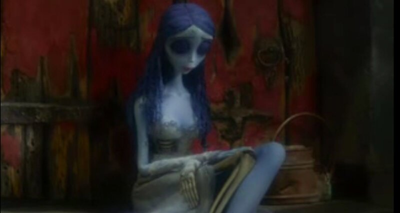 Skeletal Woman with Blue Hair