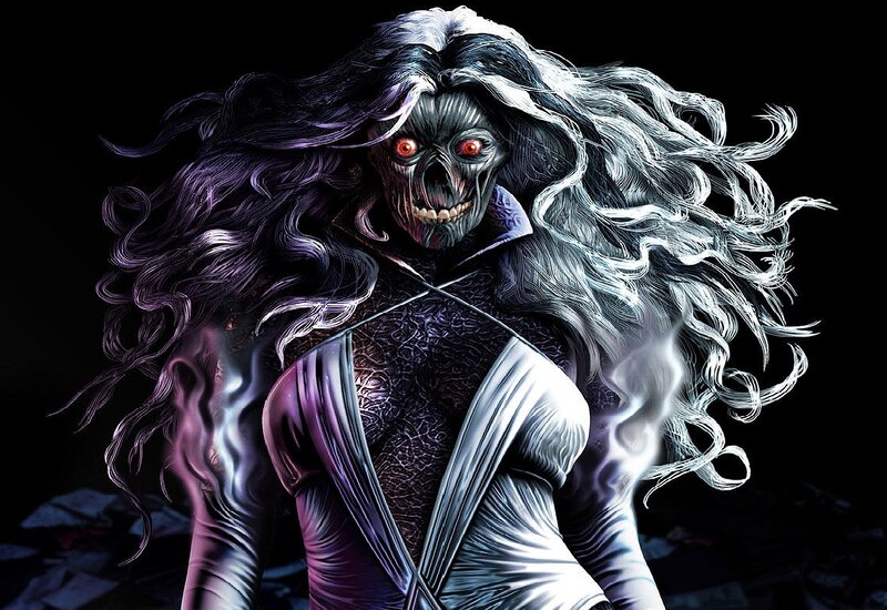 Skeletal Woman with Long Hair
