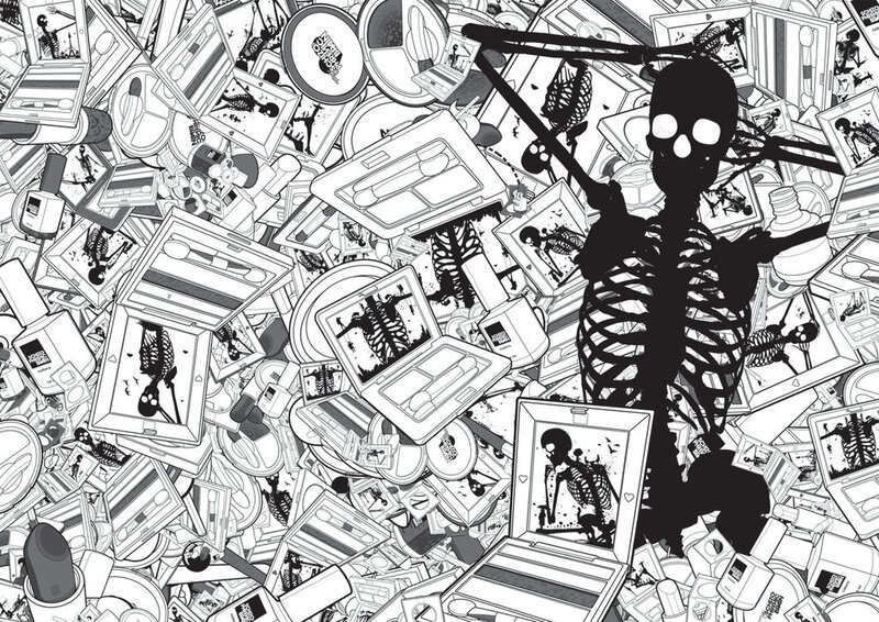 skeleton amidst makeup chaos