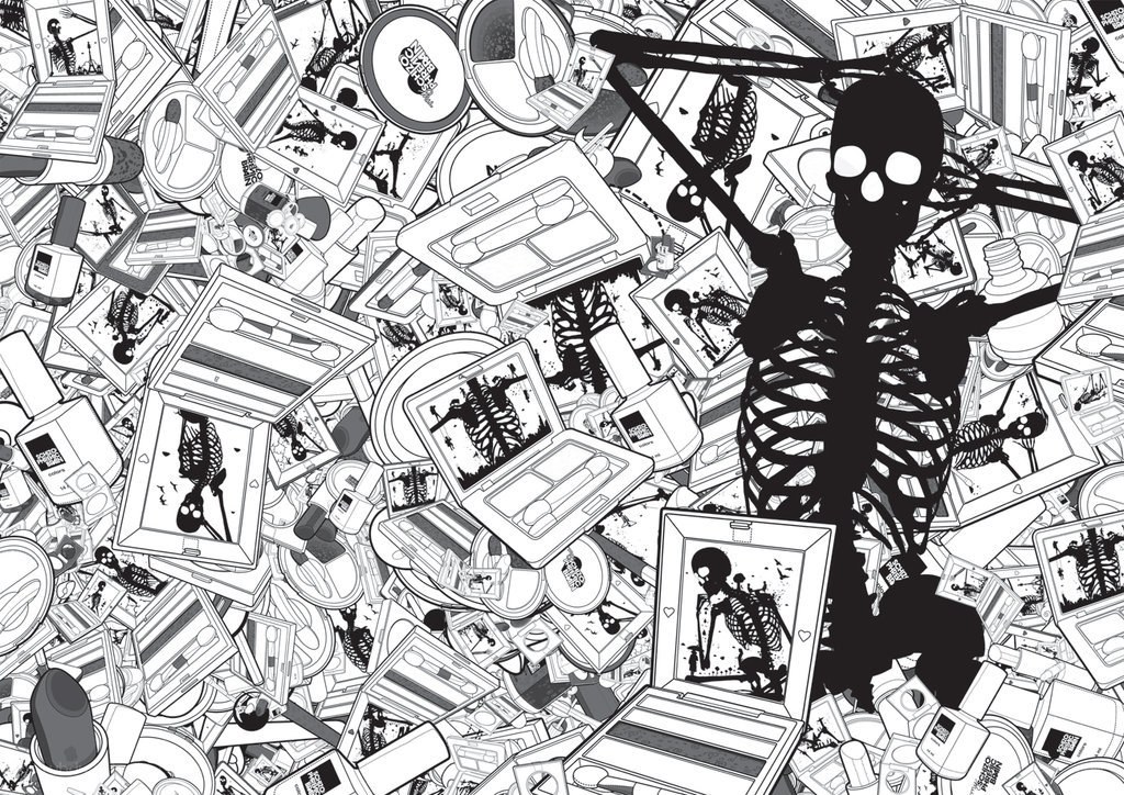 skeleton amidst makeup chaos