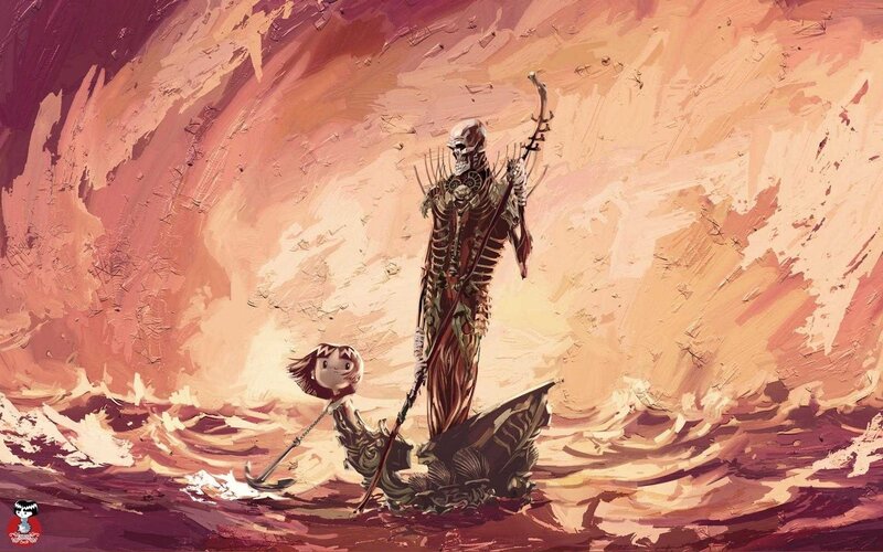 Skeleton and Child on Boat