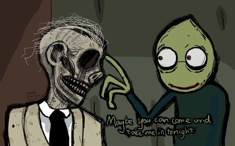 Skeleton and green alien chat