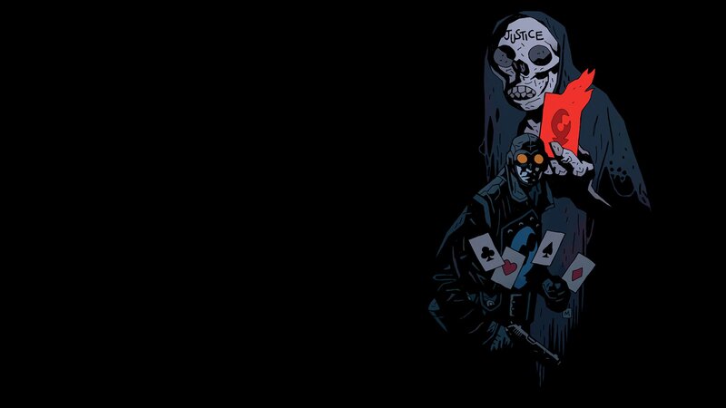 Skeleton and Masked Figure
