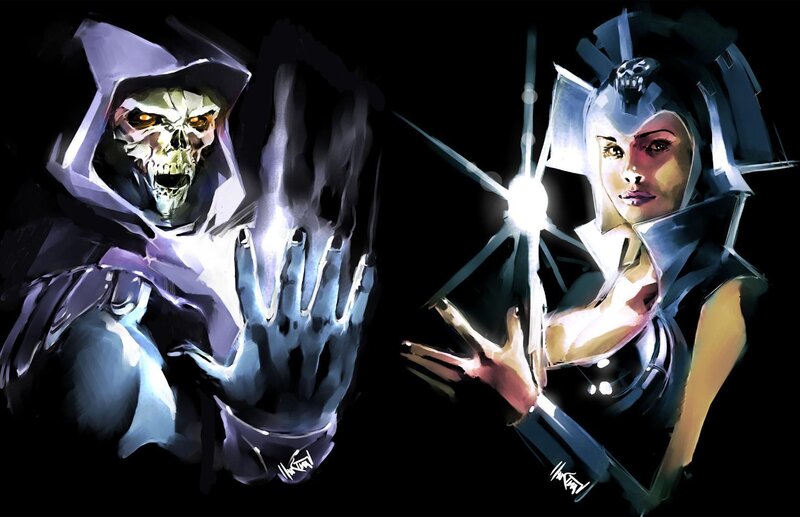 skeleton and warrior in battle