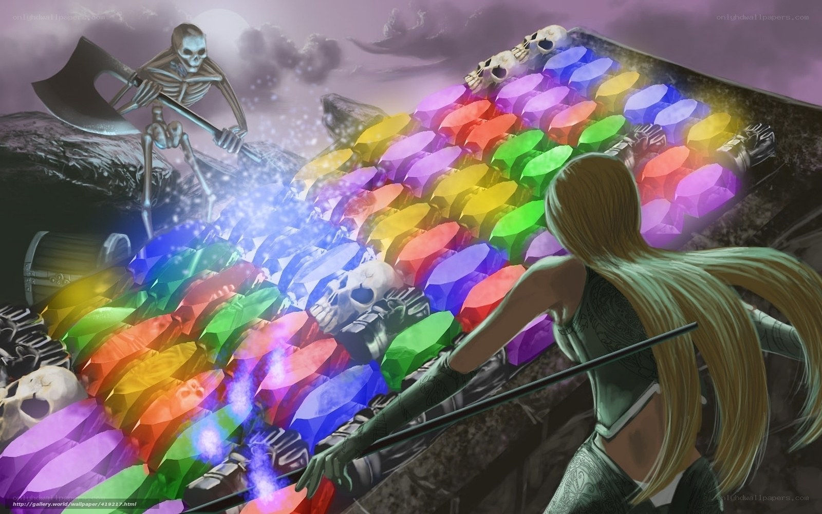 skeleton and warrior in gem cave