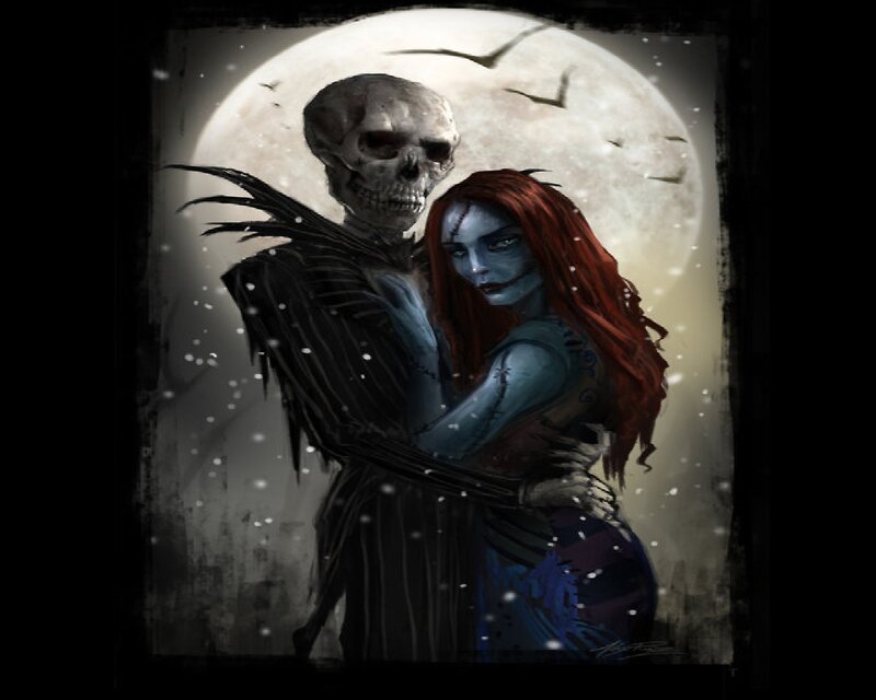 Skeleton and Woman Hugging
