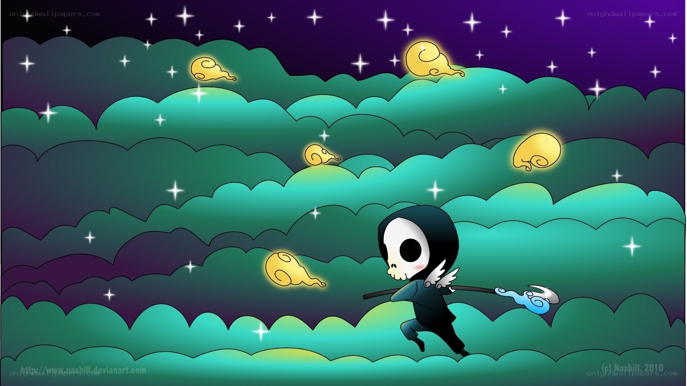 skeleton angel in the clouds