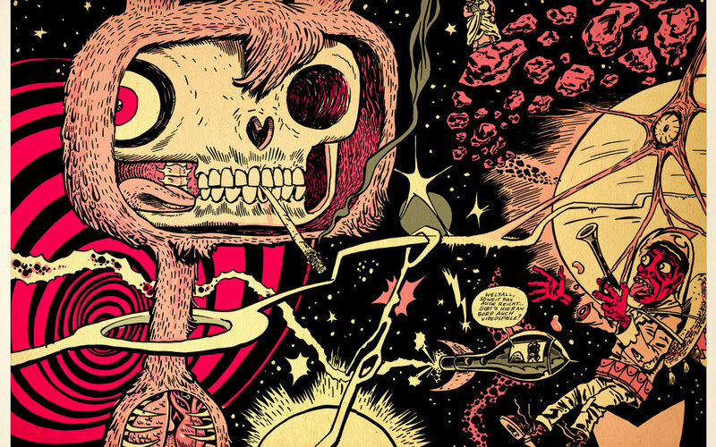 Skeleton Astronaut in Space